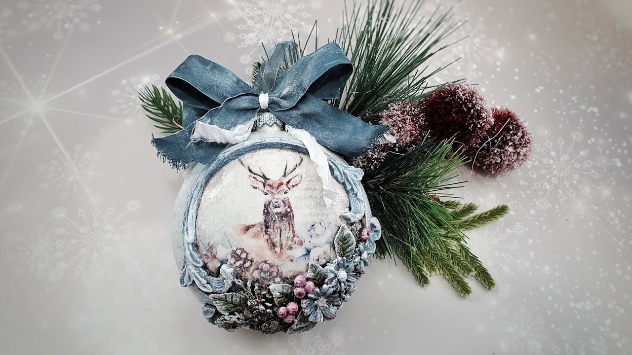 Decoupage 🎄 bauble, medallion with a deer 🎄 #cadence #decoupage #diy ...