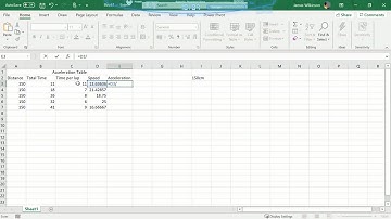 Year 5 Excel Task 4 - Acceleration