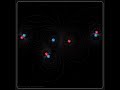 Coulomb Interaction of Charged Particles with Electric Field Visualization