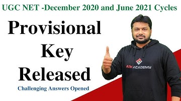 Provisional key Released | UGC NET Dec 2020 and June 2021 Cycles