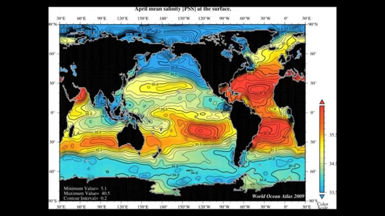 Карта солености воды