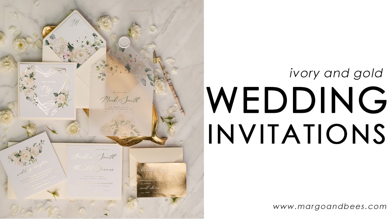 Glamour wedding invitation idea - ivory and gold - YouTube