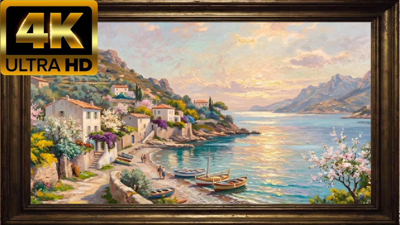 Mediterranean Sunset: Claude Monet Style | 4K Ultra HD Frame TV Art | Relaxing Interior: Art for TV