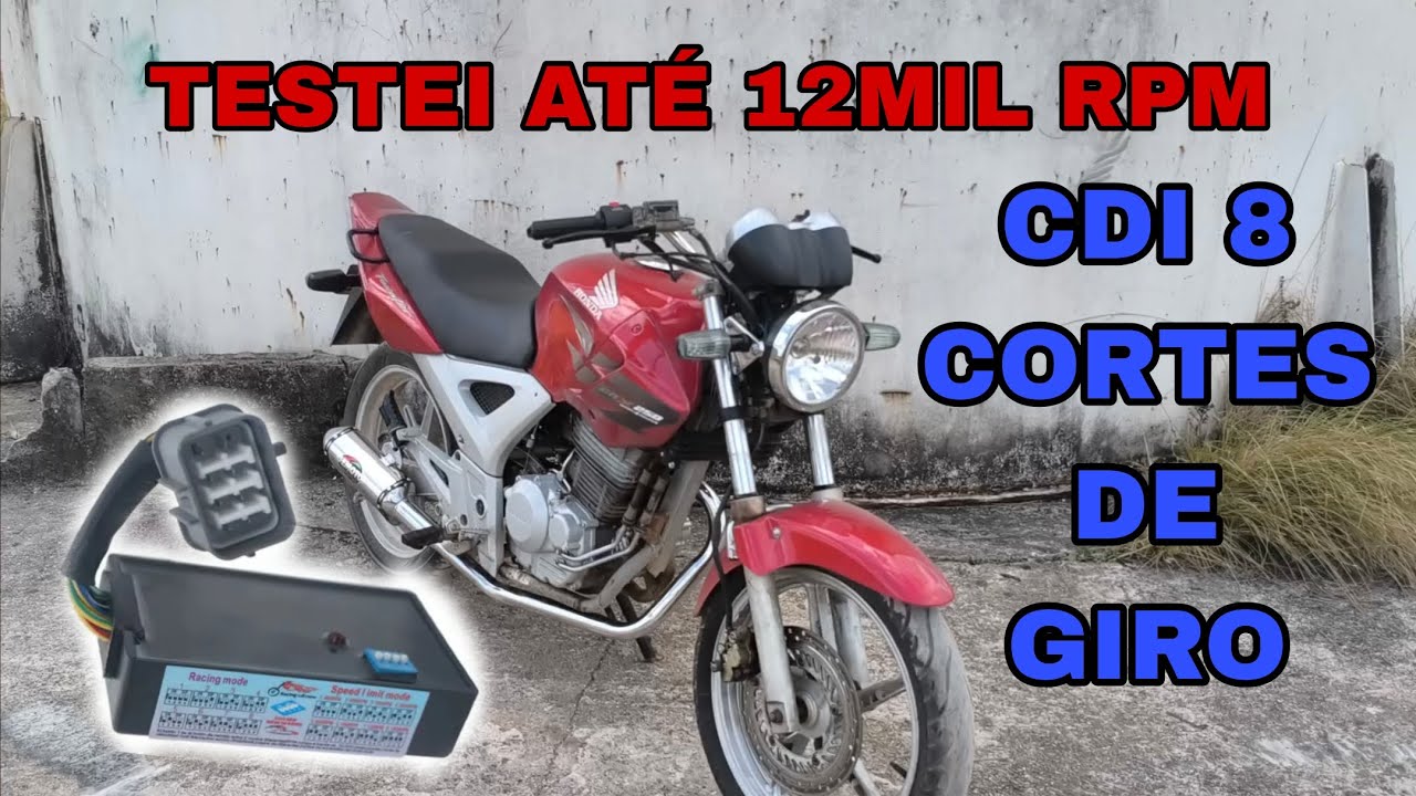 CDI 8 cortes de giro na Twister 250 testei ate 12 mil e bateu o motor!!