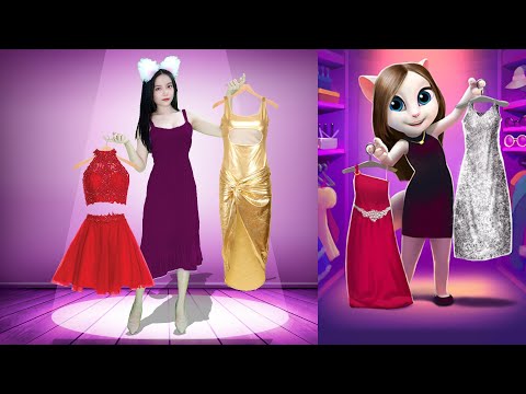 Imitate Angela to change into Super Cool outfits - My Talking Angela 2 In The Real Life
