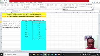 Excel Tutorial on t Test Dependent 2 Sample for Means Computation