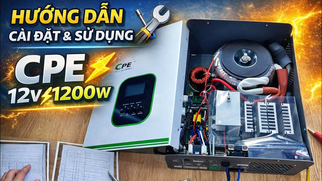 Biến Tần CPE 12v 1200w Cách cài dòng sạc và các chế độ chạy với Role Bypass 80A có gì
