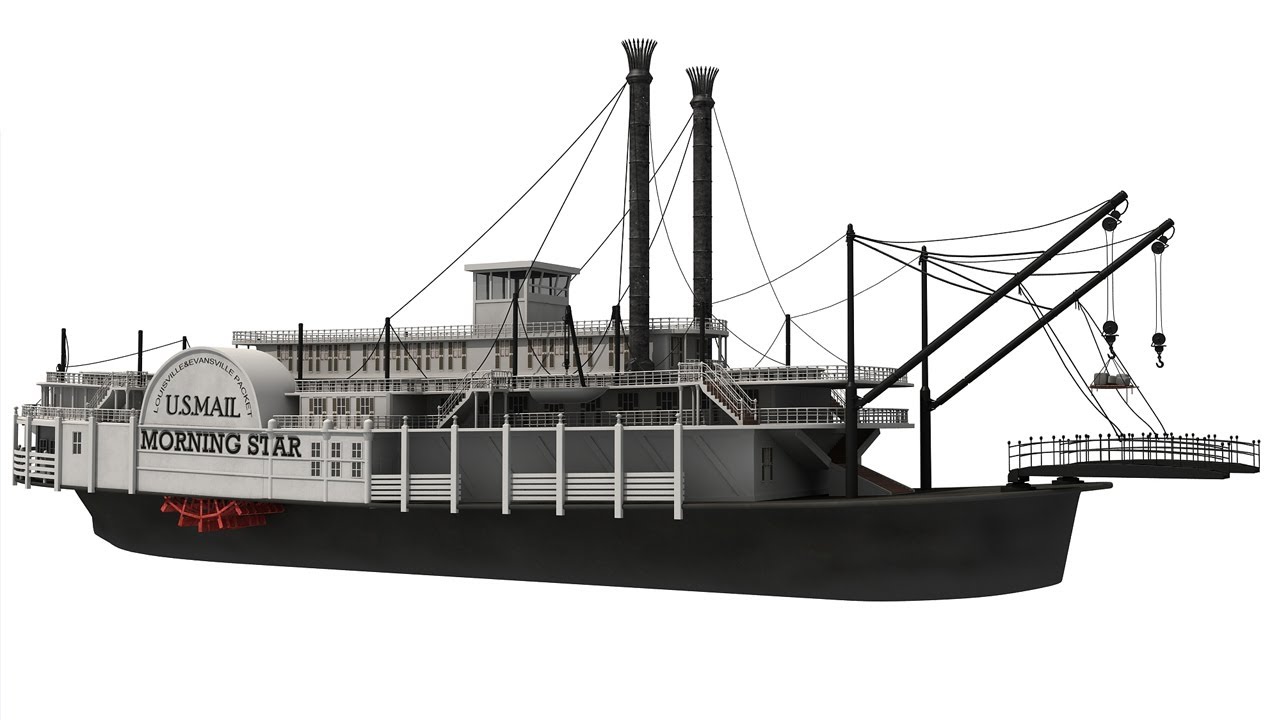 Paddle Steamer River Boat 3D Model - YouTube