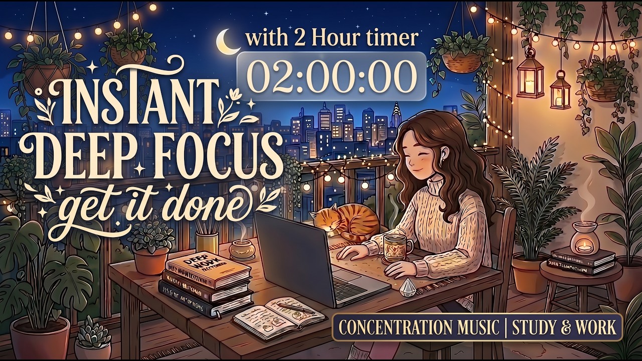Deep Focus Music for Studying, Work & Coding ⏳ 2 Hour Countdown Timer ...