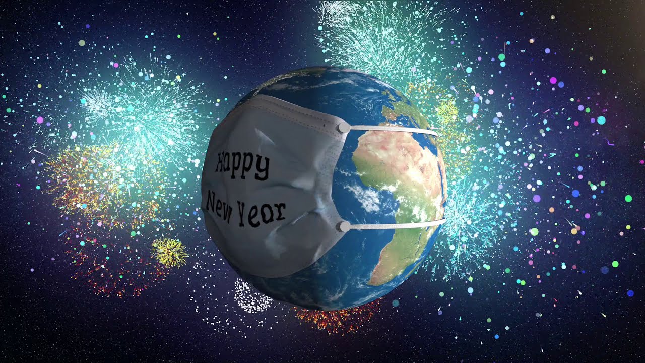 Happy New Year 2021 Earth Wearing Mask | 3D Rotation | Green Screen 🎁