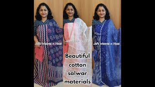 Beautiful Cotton Salwar Materials | Indigo cotton | Bandhani Cotton | Whatsapp 09980215090