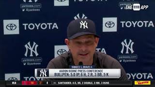 Aaron Boone breaks down intense 9th inning, earning sweep over the Braves