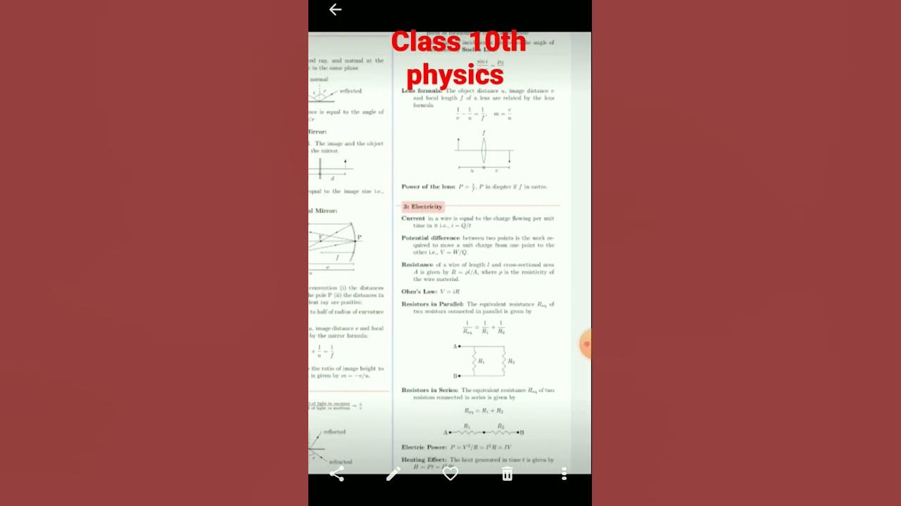 Class 10th physics formula sheet important formula in board exam board