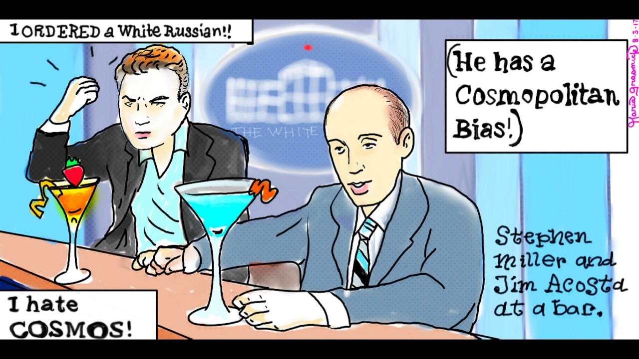 Jim Acosta And Stephen Miller Cosmopolitan Bias Cartoon Youtube