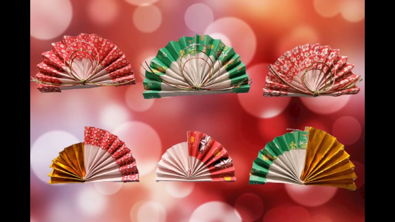 折り紙レク】折り紙扇子の作り方 水引飾り扇子と2色の扇子 高齢者レク