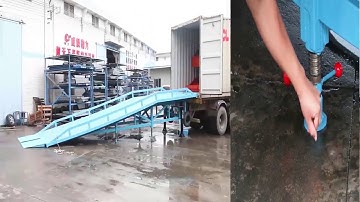 Forklift truck container mobile loading yard ramp with adjustable height legs