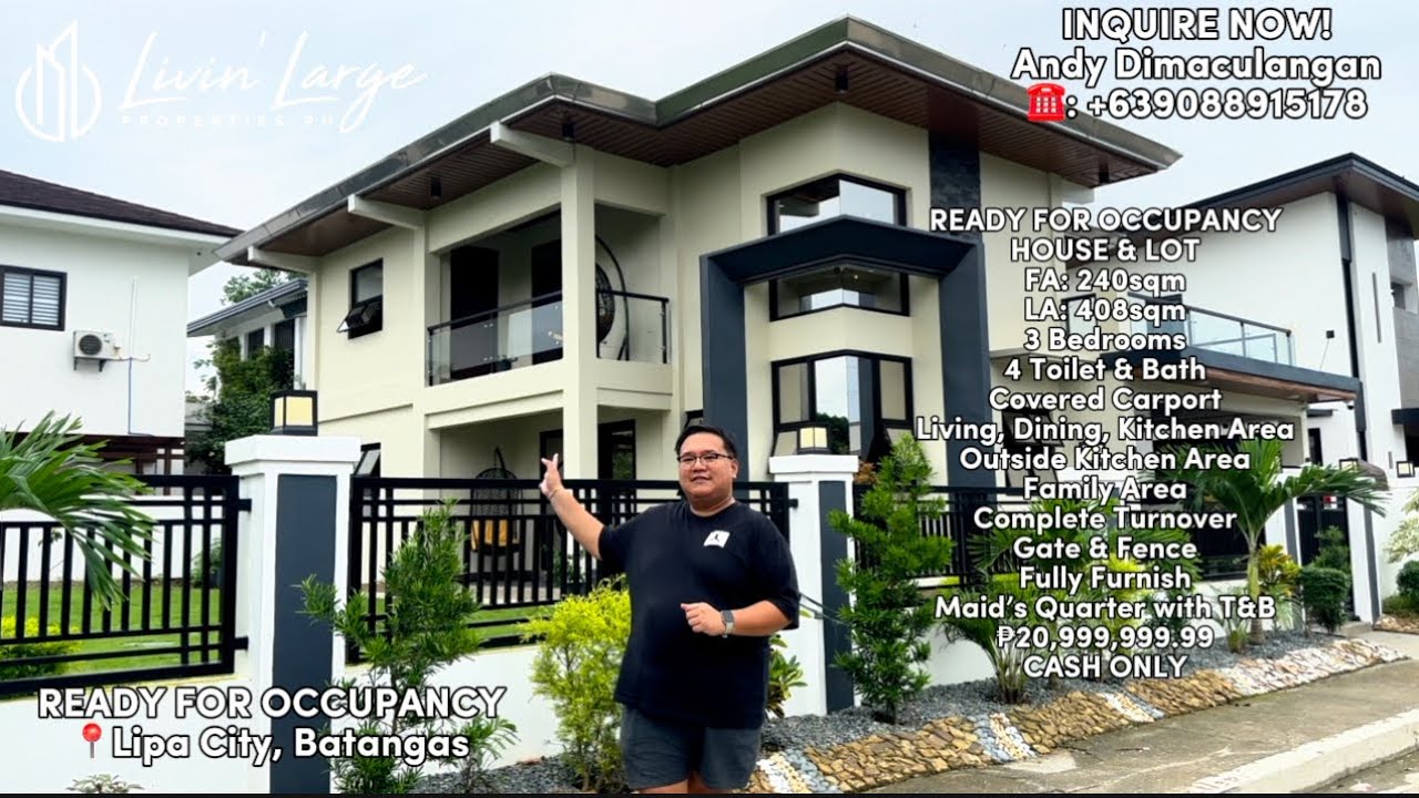 RFO FA 240sqm & LA 408sqm House & Lot Lipa City Batangas Exclusive Residential Estate