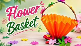 🌸🧺 Beautiful Paper Flower Basket!✨ Easy DIY craft idea! 💐#FlowerBasket #PaperFlower #PaperCraft #DIY