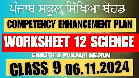 Class 9 SCIENCE Competency Practice Worksheet 12 solution 06.11.2024 english & punjabi  #newszone39