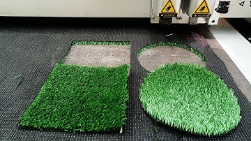 Cutting Synthetic Turf/Artificial Grass with CNC Knife Cutting Machine