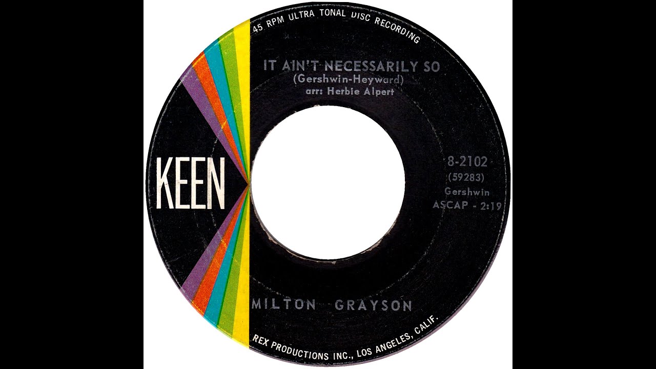 洋楽 Milton Grayson_It Ain't Necessarily So MILTON GRAYSON & GROUP IT AIN'T NECESSARILY SO - YouTube