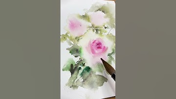 Loose Watercolor roses painting without sketch #shorts #watercolorflowers #watercolor