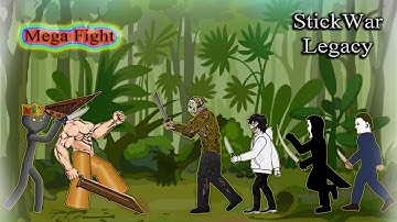 King Statue vs Pyramid Head, Jason Voorhees, Michael Myers, Jeff Mega Fight