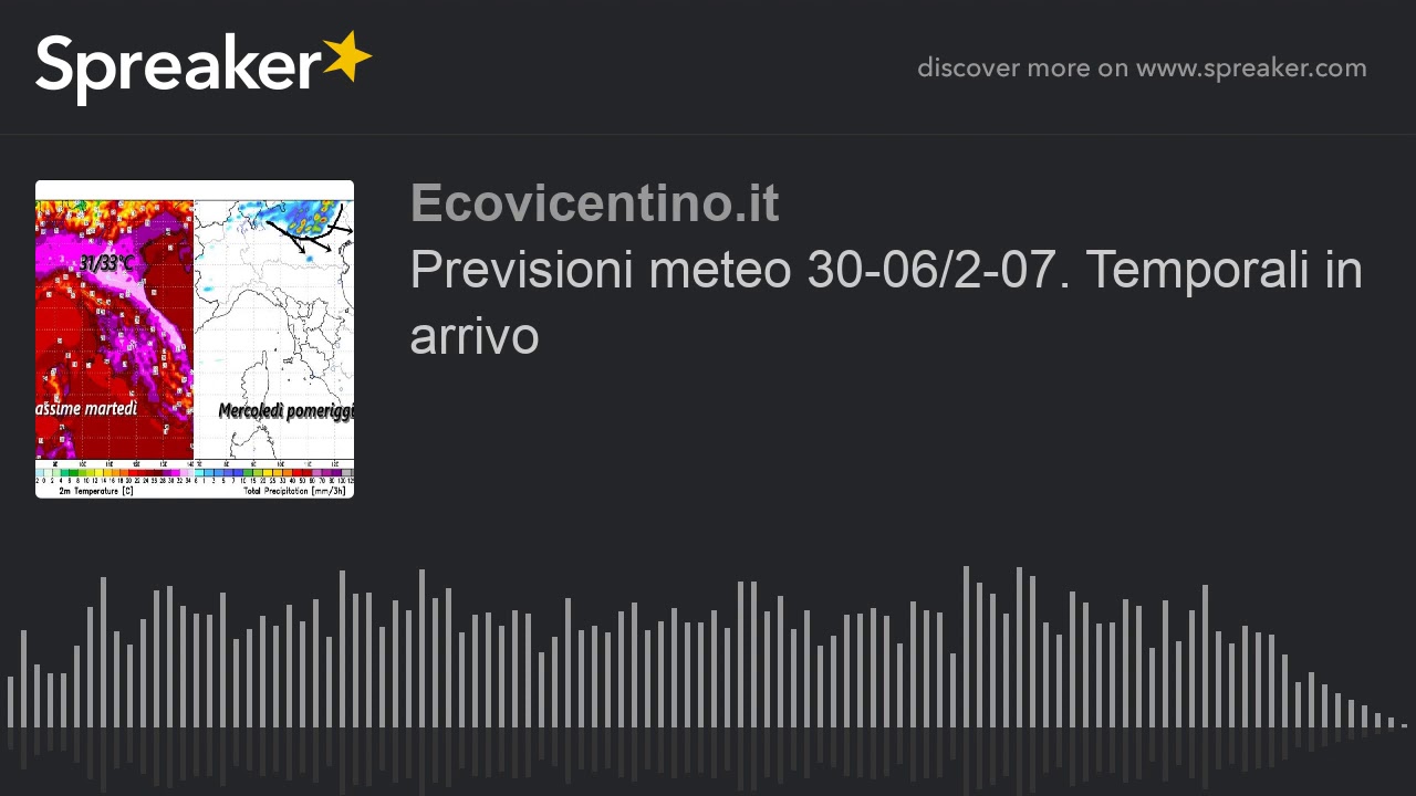 Previsioni meteo 30-06/2-07. Temporali in arrivo - YouTube