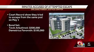Two inmates arrested, accused of trying to break out of Orleans Parish jail two weeks before mass...