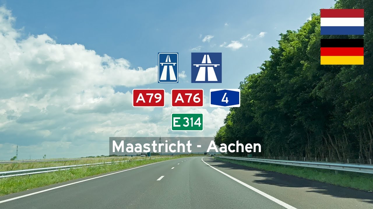 Driving in the Netherlands and Germany: A79, A76 & Autobahn A4 E314 from Maastricht to Aachen