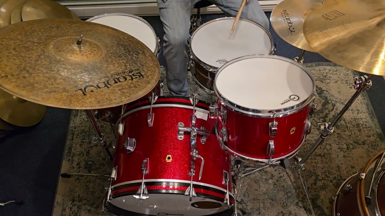 Ludwig Aug 1968 Super Classic Outfit in Red Sparkle, Copperphonic 14x6.5 and Istanbul Cymbals
