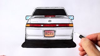 How to draw a car Toyota Mark 2