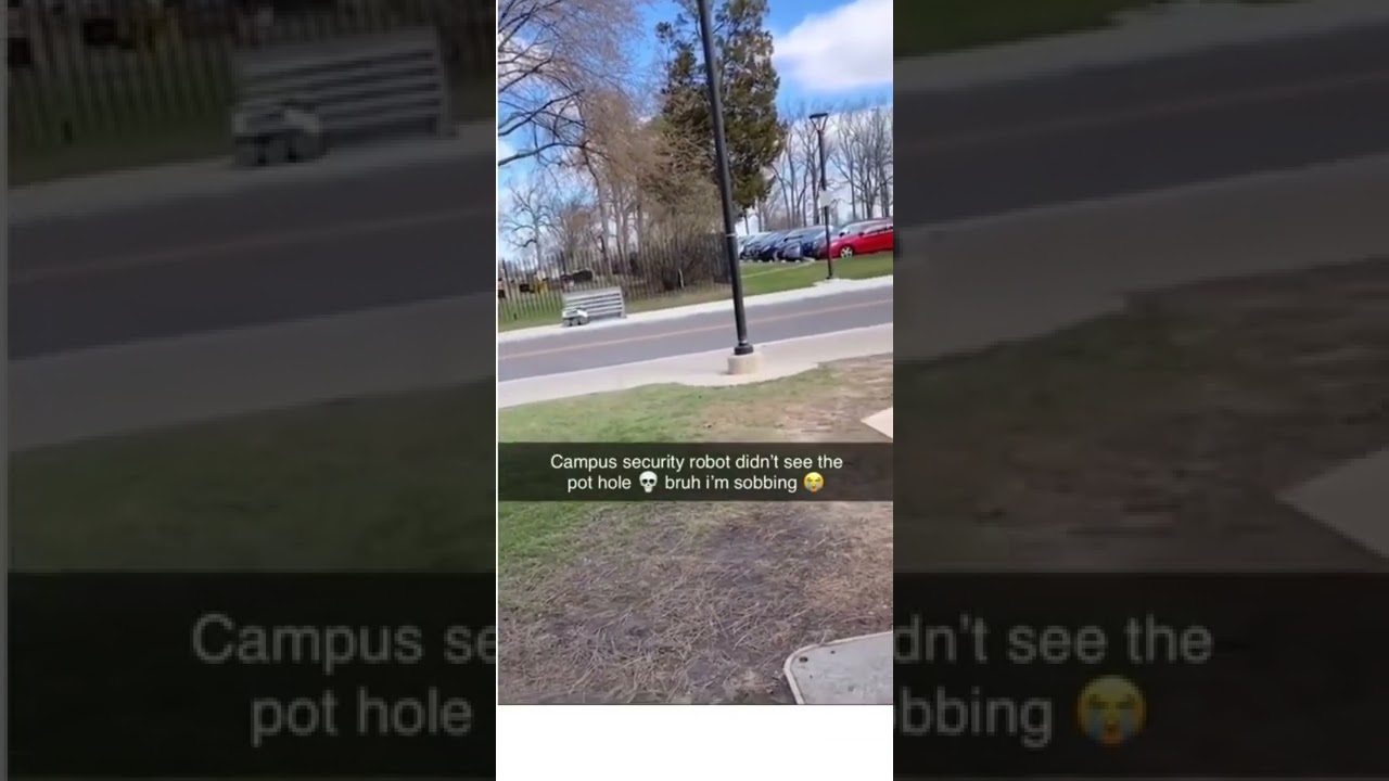 school campus robot FALLS into Pothole - TikTok - Funny Clip