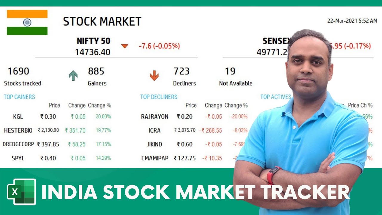 India Stock Market Tracker Excel Template YouTube