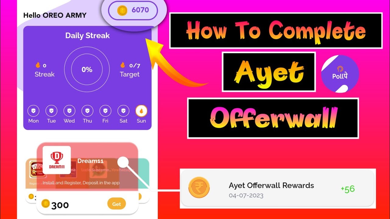 Ayet Offerwall Complete kaise kare PollPe App m | Unlimited coins Trick | Daily Get 50rs money 🫨