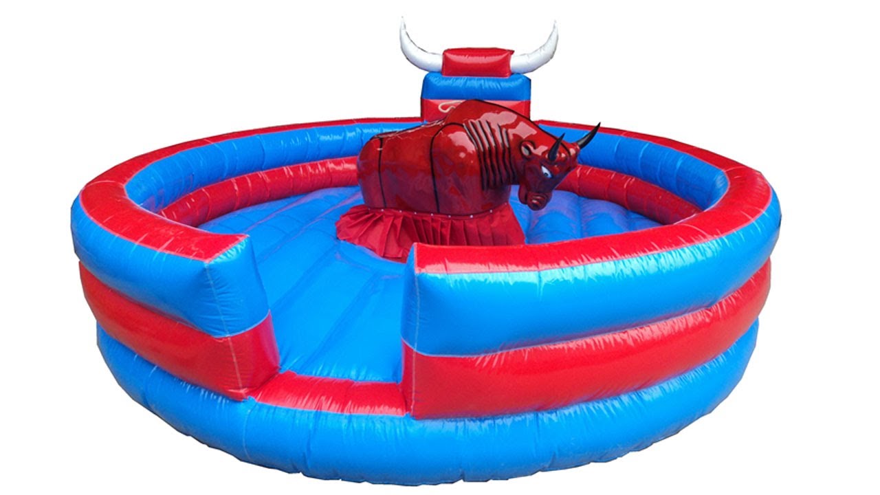 Inflatable Bull ride machine amusement game machine - YouTube