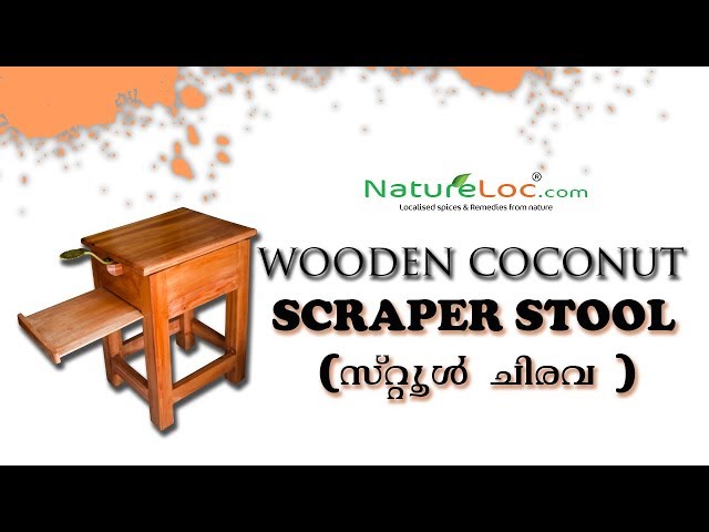 Coconut Scraper Portable Stool Blade Shredder Kitchen + FREE Wood Grater  Hand