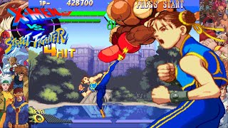 Chun-Li (Alpha Suit) Playthrough - X-Men vs. Street Fighter [ARCADE][HD]