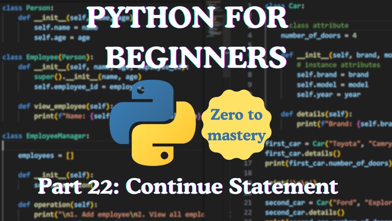 Python for Beginners — Part 22: Continue Statement - YouTube