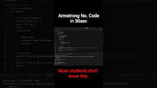 “Check Armstrong Number in 30 Seconds 🔥 #coding #cprogramming #cprogramming #learncoding