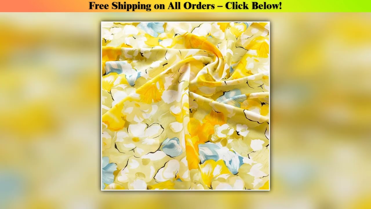 100cm*140cm Yellow Flower Rayon Fabric Soft Viscose Material For Dress Shirt Wholesale Best