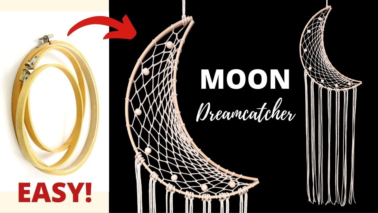 DIY Tutorial - Como hacer un Atrapasueños Luna How to make Moon Dreamcatcher - Macrame - YouTube
