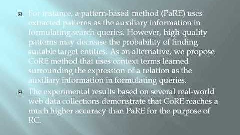 2014 IEEE JAVA/.NET CoRE A Context Aware RelationExtraction Method for Relation Completion