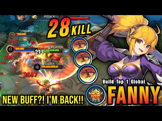 28 Kills!! New Buff?! Fanny is BACK TO META!! - Build Top 1 Global Fanny ~ MLBB class=