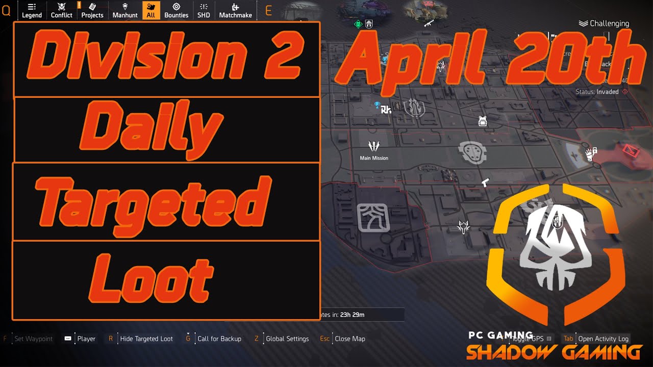 Division 2 Daily Targeted Loot April 20th TU 9 Coming Tomorrow