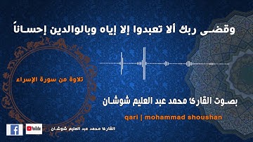 وقضى ربك ألا تعبدوا إلا إياه | تلاوة مؤثرة بصوت القارئ الشيخ محمد عبد العليم شوشان |  youtube