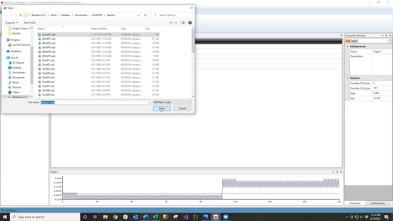 Creating spectrum with Spectrum Manager  1.1.1.3.