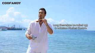 COOFANDY Men's Cotton Linen Henley Shirt Long Sleeve Hippie Casual Beach T Shirts screenshot 4