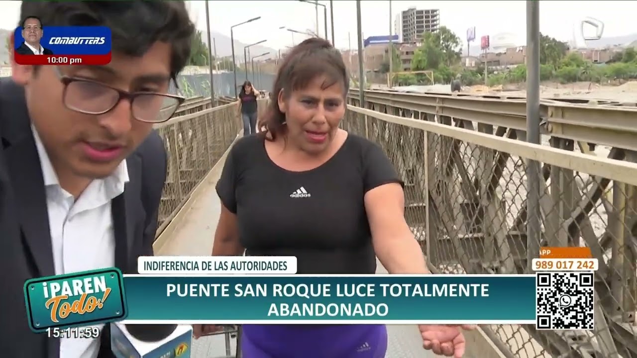Puente San Roque en estado de abandono: Enormes huecos, mallas oxidadas y sin luz