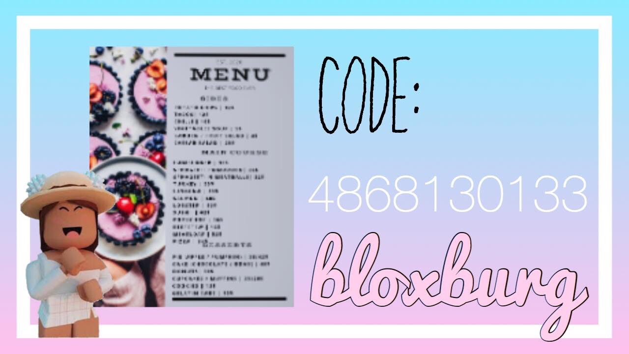 Roblox Bloxburg New Updated Menu Decal Id S Youtube In 2019 Cafe